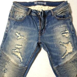 MENS BUCKLE NWT CRYSP DENIM JEANS MOTO WILLIAM RIPPED
